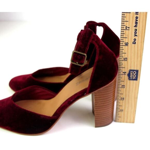 Soludos BURGUNDY DARK RED VELOUR HIGH HEEL ALMOND TOE SLINGBACK SHOES Sz 9/39.5 - Picture 8 of 12